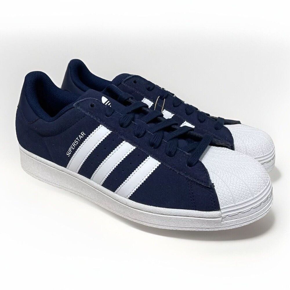 NEW Mens Size 10 ADIDAS SUPERSTAR Night Indigo Cloud White SUEDE Shoes AUTHENTIC